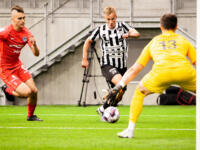 20230701 Lemonsoft Stadion Vaasa, FINLAND. VEIKKAUSLIIGA: VPS Vaasa - FC Inter Turku.
VPS #28 Roni Hudd with a chance against FC Inter #5 Noah Nurmi & #13 Eetu Huuhtanen.
Photo: Samppa Toivonen / APOLLO PHOTO