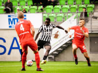 20230701 Lemonsoft Stadion Vaasa, FINLAND. VEIKKAUSLIIGA: VPS Vaasa - FC Inter Turku.
VPS #14 Peter Michael shooting.
Photo: Samppa Toivonen / APOLLO PHOTO