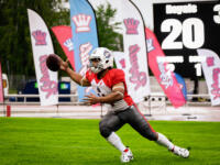 20230728 Vaasa, FINLAND. VAAHTERALIIGA: Wasa Royals - United Newland Crusaders Lohja.
Crusaders #4 Seth Rowland.
Photo: Samppa Toivonen / APOLLO PHOTO