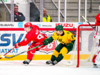 20230812 Vaasan Sähkö Areena Vaasa, FINLAND. LIIGA PRE-SEASON: Vaasan Sport - IF Björklöven Umeå.
Sport #96 Bine Masic & Björklöven #7 Nick Schillkey.
Photo: Samppa Toivonen / APOLLO PHOTO