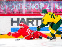 20230812 Vaasan Sähkö Areena Vaasa, FINLAND. LIIGA PRE-SEASON: Vaasan Sport - IF Björklöven Umeå.
Sport #7 Carl-Johan Lerby & Björklöven #72 Nicolai Meyer.
Photo: Samppa Toivonen / APOLLO PHOTO