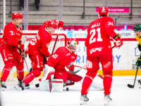20230812 Vaasan Sähkö Areena Vaasa, FINLAND. LIIGA PRE-SEASON: Vaasan Sport - IF Björklöven Umeå.
Action at Sport #60 Rasmus Reijola goal.
Photo: Samppa Toivonen / APOLLO PHOTO
