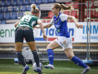 Vifk women footballers playing football with JyPK players in Vaasa Lemonsoft stadium.