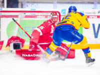 20230930 Vaasan Sähkö Areena Vaasa, FINLAND. LIIGA: Vaasan Sport - Mikkelin Jukurit.
Jukurit #95 Oskars Batna vs. Sport #95 Miroslav Svoboda.
Photo: Samppa Toivonen / APOLLO PHOTO
