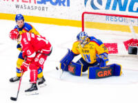 20230930 Vaasan Sähkö Areena Vaasa, FINLAND. LIIGA: Vaasan Sport - Mikkelin Jukurit.
Jukurit #36 Markus Ruusu making a save.
Photo: Samppa Toivonen / APOLLO PHOTO