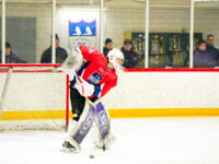 20231017 Uusikaarlepyy, FINLAND. SUOMI-SARJA: MuIK Hockey Munsala - Järvenpään Haukat.
MuIK #30 Patrik Koivisto
Photo: Samppa Toivonen / APOLLO PHOTO