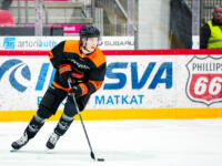 20231020 Vaasa, FINLAND. U20 SM-Sarja: Vaasan Sport - Kouvolan KooKoo.
KooKoo #10 Emil Välilä.
Photo: Samppa Toivonen / APOLLO PHOTO