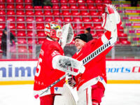 20231020 Vaasa, FINLAND. U20 SM-Sarja: Vaasan Sport - Kouvolan KooKoo.
Sport #35 Casimir Wekström & #53 Masi Härkönen.
Photo: Samppa Toivonen / APOLLO PHOTO