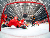 20231020 Vaasa, FINLAND. U20 SM-Sarja: Vaasan Sport - Kouvolan KooKoo.
KooKoo Drawing first blood in game.
Photo: Samppa Toivonen / APOLLO PHOTO