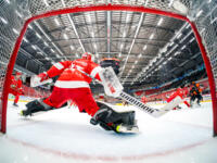 20231020 Vaasa, FINLAND. U20 SM-Sarja: Vaasan Sport - Kouvolan KooKoo.
Sport #35 Casimir Wekström.
Photo: Samppa Toivonen / APOLLO PHOTO