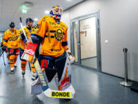 20231025 Vaasan Sähkö Areena Vaasa, FINLAND. LIIGA: Vaasan Sport - Rauman Lukko.
Lukko #34 Samuel Harvey.
Photo: Samppa Toivonen / APOLLO PHOTO