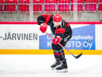 20231025 Vaasan Sähkö Areena Vaasa, FINLAND. LIIGA: Vaasan Sport - Rauman Lukko.
Sport #13 Erik Riska
Photo: Samppa Toivonen / APOLLO PHOTO