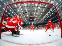 20231027 Vaasa, FINLAND. U20 SM-Sarja: Vaasan Sport - Helsingin Jokerit.
Action at Sport #35 Casimir Wekström goal.
Photo: Samppa Toivonen / APOLLO PHOTO