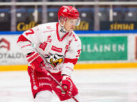20231118 Hämeenlinna, FINLAND. LIIGA: HPK Hämeenlinna - Vaasan Sport.
Atro Leppänen #37, Sport skating in warm-up prior to facing HPK.
Photo: Mika Kylmäniemi / APOLLO PHOTO