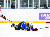 20231216 Maalahti, FINLAND. II DIVISIOONA: Malax IF - Hela-Kiekko Kauhava.
He-Ki #88 Jani Halmesmäki trips Malax IF #18 Oliver West.
Photo: Samppa Toivonen / APOLLO PHOTO