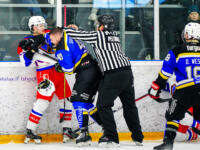 20231216 Maalahti, FINLAND. II DIVISIOONA: Malax IF - Hela-Kiekko Kauhava.
He-Ki #74 Atte Pellonpää vs. Malax IF #45 Isak Söderback.
Photo: Samppa Toivonen / APOLLO PHOTO