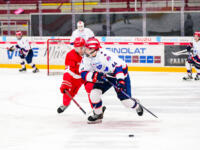 20240105 Vaasa, FINLAND. U20 SM-Sarja: Vaasan Sport - Helsingin IFK.
Sport #64 Jesse Rantanen, HIFK #44 Niklas Nykyri.
Photo: Samppa Toivonen / APOLLO PHOTO
