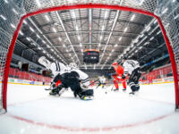 20240106 Vaasa, FINLAND. U20 SM-Sarja: Vaasan Sport - TPS Turku.
Action at TPS #1 Aatu Niitymäki goal.
Photo: Samppa Toivonen / APOLLO PHOTO