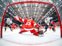 20240106 Vaasa, FINLAND. U20 SM-Sarja: Vaasan Sport - TPS Turku.
Action at Sport #53 Masi Härkönen goal.
Photo: Samppa Toivonen / APOLLO PHOTO