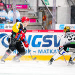 20240126 Vaasan Sähkö Areena Vaasa, FINLAND. LIIGA: Vaasan Sport - JYP Jyväskylä.
Sport #42 Eetu Heikkilä, JYP #32 Jerry Turkulainen.
Photo: Samppa Toivonen / APOLLO PHOTO