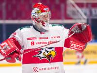20241205 Turku, FINLAND. LIIGA: TPS Turku - Vaasan Sport.
Masi Härkönen #1, Sport during warm-up.
Photo: Mika Kylmäniemi / APOLLO PHOTO