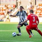 20250725 Project Liv Arena, Pietarsaari, FINLAND. VEIKKAUSLIIGA: FF Jaro - VPS
#18 William Lenkupae Wilson, VPS
#3 Hans Gunnarsson, FF Jaro
Photo: Pasi Suokko / APOLLO PHOTO
