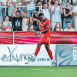 20250725 Project Liv Arena, Pietarsaari, FINLAND. VEIKKAUSLIIGA: FF Jaro - VPS
#4 Michael Ogungbaro, FF Jaro
Photo: Pasi Suokko / APOLLO PHOTO