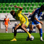 20250712 Vaasa, FINLAND. KANSALLINEN LIIGA: IFK Vaasa - HJK Helsinki.
HJK #31 Rebecca Viljamaa, VIFK #4 YoonJu Kim
Photo: Samppa Toivonen / APOLLO PHOTO