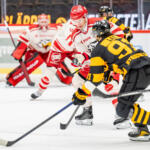 20250822 Kraft Arena, Skellefteå, Sweden. Preseason: Skellefteå AIK - Vaasan Sport
Skellefteå AIK #91 Victor Laz
Vaasan Sport #16 Theodor Johnsson
Photo: Pasi Suokko / APOLLO PHOTO