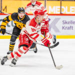 20250822 Kraft Arena, Skellefteå, Sweden. Preseason: Skellefteå AIK - Vaasan Sport
Vaasan Sport #86 Philip Granath
Skellefteå AIK #17 Pär Lindholm
Photo: Pasi Suokko / APOLLO PHOTO
