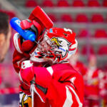 20250807 Vaasan Sähkö Areena Vaasa, FINLAND. LIIGA PRE-SEASON: Vaasan Sport - Oulun Kärpät.
Vaasan Sport #1 Masi Härkönen
Photo: Samppa Toivonen / APOLLO PHOTO