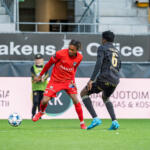 20250927 Seinäjoki, FINLAND. VEIKKAUSLIIGA, Mestaruussarja: SJK - FC Inter
FC Inter #23 Bikoula Antoine Loic Essomba
SJK #6 Salim Giabo Yussif
Photo: Pasi Suokko / APOLLO PHOTO