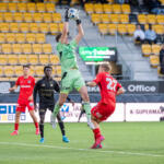20250927 Seinäjoki, FINLAND. VEIKKAUSLIIGA, Mestaruussarja: SJK - FC Inter
SJK #1 Roope Paunio
FC Inter #22 Luka Kuittinen
Photo: Pasi Suokko / APOLLO PHOTO