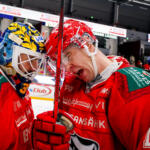 20250927 Vaasan Sähkö Areena Vaasa, FINLAND. LIIGA: Vaasan Sport - Kouvolan KooKoo.
Vaasan Sport #32 Joni Ortio & #12 Anton Stråka
Photo: Samppa Toivonen / APOLLO PHOTO