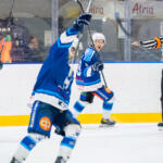 20251010 Lapua, FINLAND. Suomi-sarja: Virkiä Hockey - S-Kiekko
Virkiä Hockey #8 Samuel Sirén
Virkiä Hockey #74 Joshua Kossila
Virkiä Hockey #22 Tommi Rintasalo
Päätuomari Roope Pelander
Photo: Pasi Suokko / APOLLO PHOTO