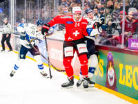 20251106 Tampere, FINLAND. EURI HOCKEY TOUR: Team Switzerland - Team Finland.
Team Switzerland #24 Tobias Geisser hits Team Finland #91 Petteri Puhakka
Photo: Samppa Toivonen / APOLLO PHOTO
