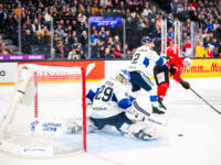 20251106 Tampere, FINLAND. EURI HOCKEY TOUR: Team Switzerland - Team Finland.
Team Finland #29 Harri Säteri
Photo: Samppa Toivonen / APOLLO PHOTO