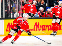 20251106 Tampere, FINLAND. EURI HOCKEY TOUR: Team Switzerland - Team Finland.
Team Switzerland #77 Nico Gross
Photo: Samppa Toivonen / APOLLO PHOTO