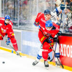 20251108 Tampere, FINLAND. EURI HOCKEY TOUR: Team Finland - Team Czechia.
Team Czechia #18 Dominik Kubalik, Team Finland #37 Eemil Erholtz
Photo: Samppa Toivonen / APOLLO PHOTO