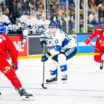 20251108 Tampere, FINLAND. EURI HOCKEY TOUR: Team Finland - Team Czechia.
Team Finland #23 Henri Nikkanen
Photo: Samppa Toivonen / APOLLO PHOTO