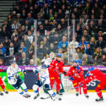 20251108 Tampere, FINLAND. EURI HOCKEY TOUR: Team Finland - Team Czechia.
Team Finland #21 Jere Innala shoots empty-netter from own end
Photo: Samppa Toivonen / APOLLO PHOTO