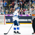 20251108 Tampere, FINLAND. EURI HOCKEY TOUR: Team Finland - Team Czechia.
Team Finland #4. Mikko Lehtonen has words with the refs
Photo: Samppa Toivonen / APOLLO PHOTO
