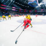 20251108 Tampere, FINLAND. EURI HOCKEY TOUR: Team Sweden - Team Switzerland.
Team Switzerland #59 Dario Simon, Team Sweden #95 Jacob De La Rose
Photo: Samppa Toivonen / APOLLO PHOTO