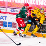 20251129 Vaasan Sähkö Areena Vaasa, FINLAND. LIIGA: Vaasan Sport - Kuopion KalPa.
Vaasan Sport #55 Miika Koivisto, Kuopion KalPa #70 Teemu Hartikainen
Photo: Samppa Toivonen / APOLLO PHOTO