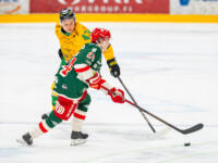 20251227 Vaasa, FINLAND. LIIGA: Vaasan Sport - Tampereen Ilves
Sport #24 Eetu Levänen
Ilves #43 Otto Latvala
Photo: Pasi Suokko / APOLLO PHOTO