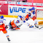20251219 Vaasan Sähkö Areena Vaasa, FINLAND. LIIGA: Vaasan Sport - Tampereen Tappara.
Tampereen Tappara #6 Daniel Brickley clears the puck under #30 Christian Heljanko
Photo: Samppa Toivonen / APOLLO PHOTO